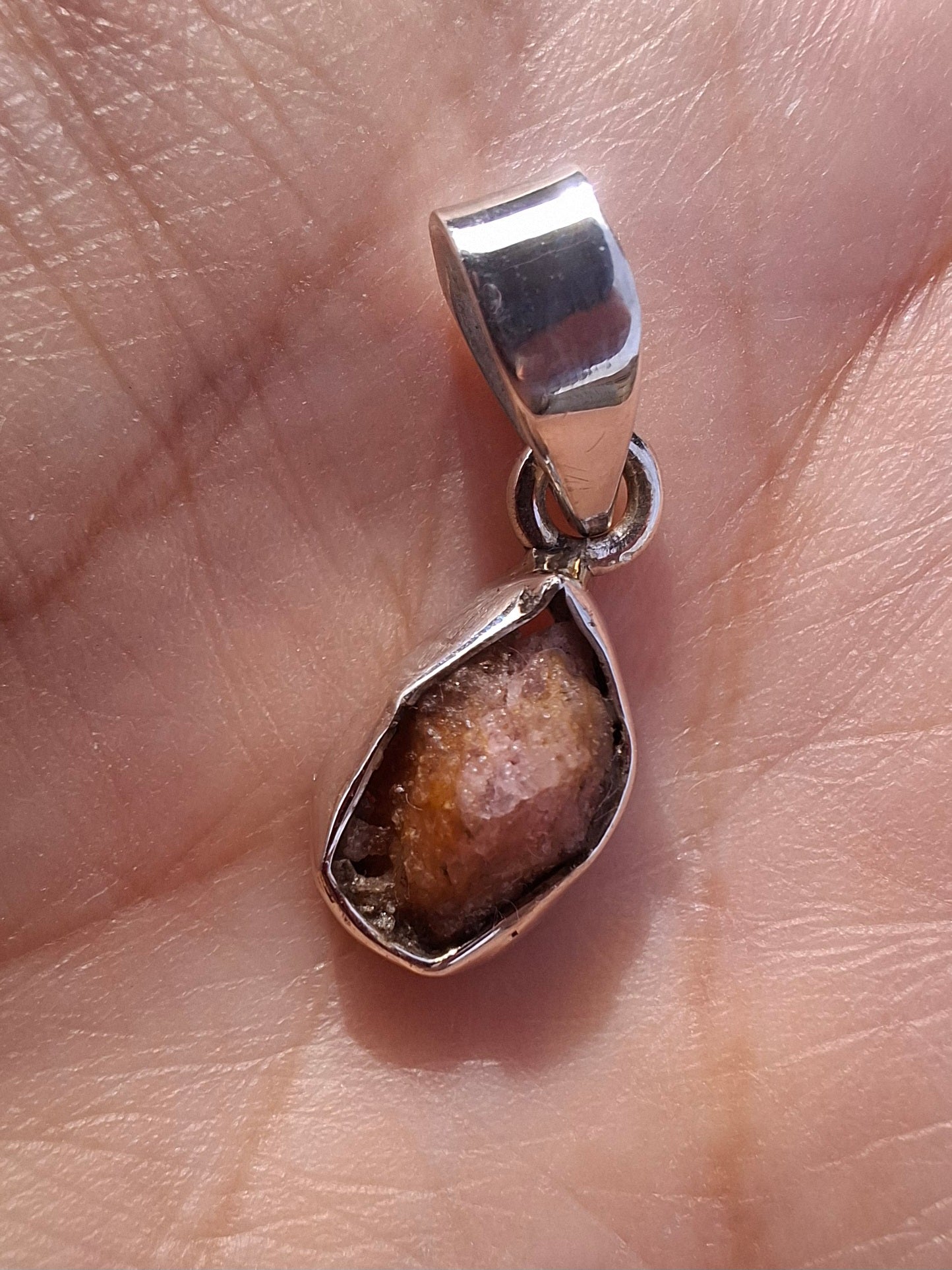 Pink Tourmaline Pendant, 925 Silver, Crystal (Ref: PT84)