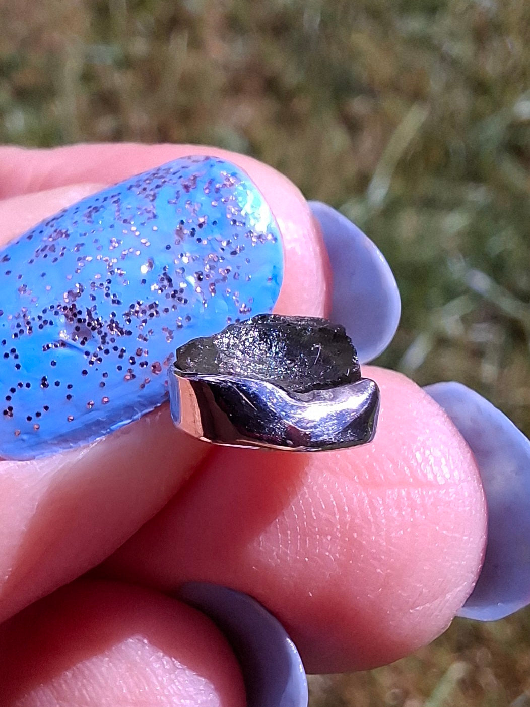 Moldavite Pendant, 925 Silver, Tektite (Ref: P68)