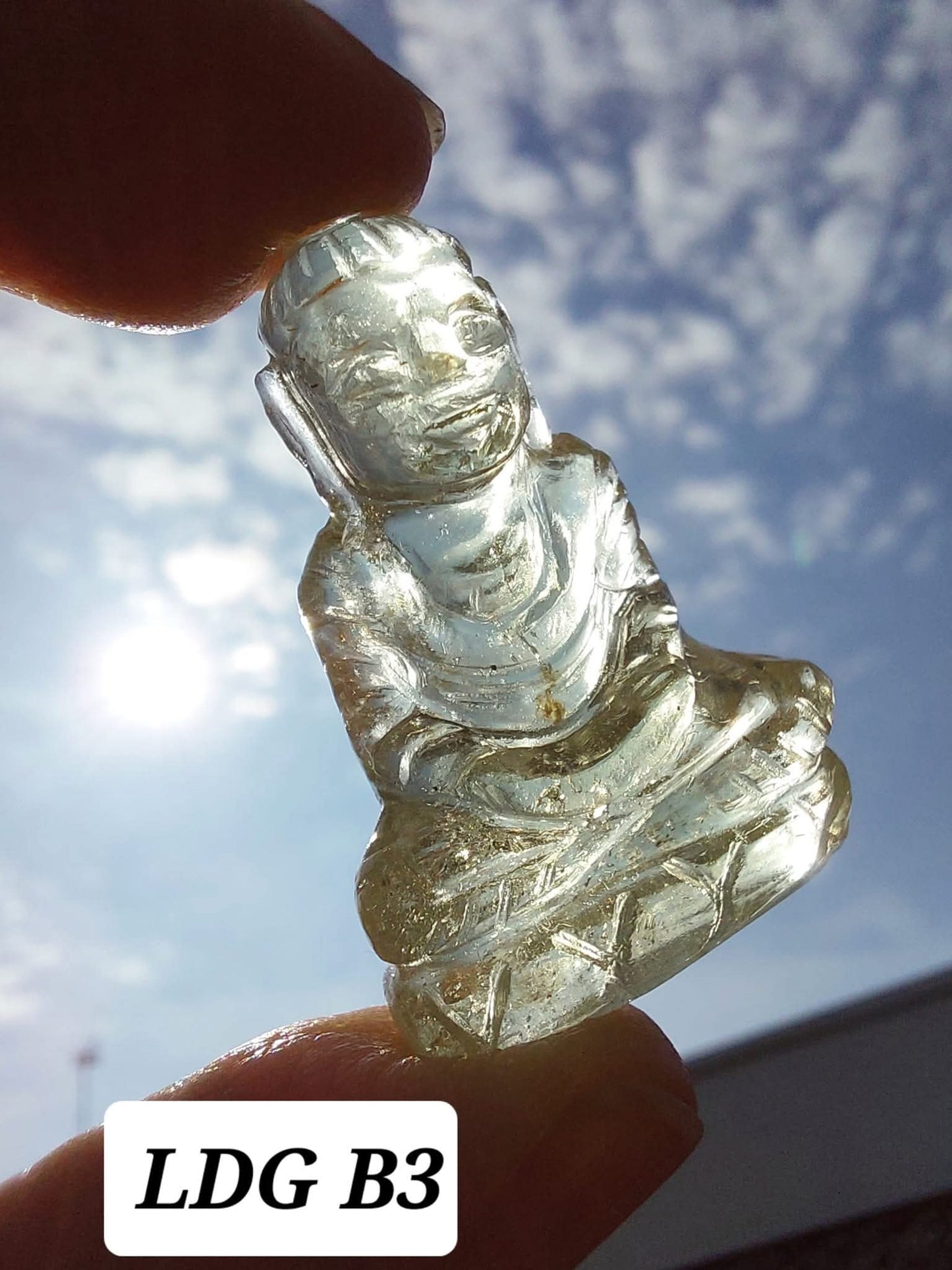 Libyan Desert Glass BUDDHA Carving, 6.80g, Tektite (Ref: LDG B3)