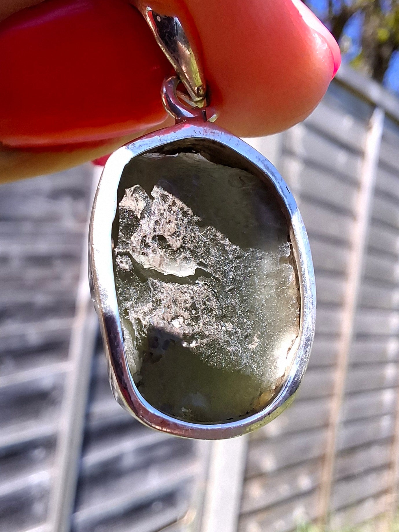 Moldavite Pendant, 925 Silver, Tektite (Ref: P433)
