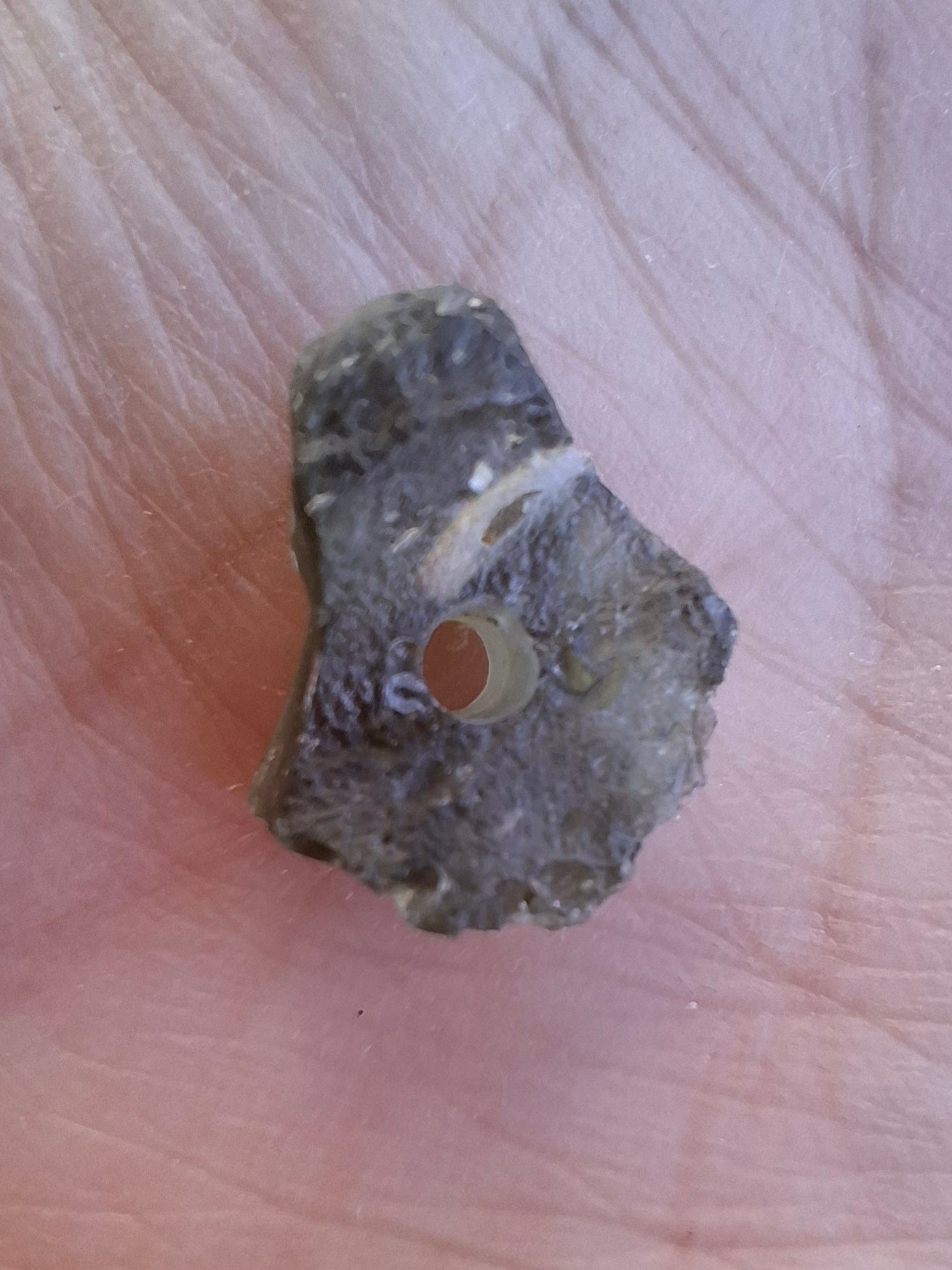 DRILLED Moldavite Piece, 1g, Tektite (Ref: D12)