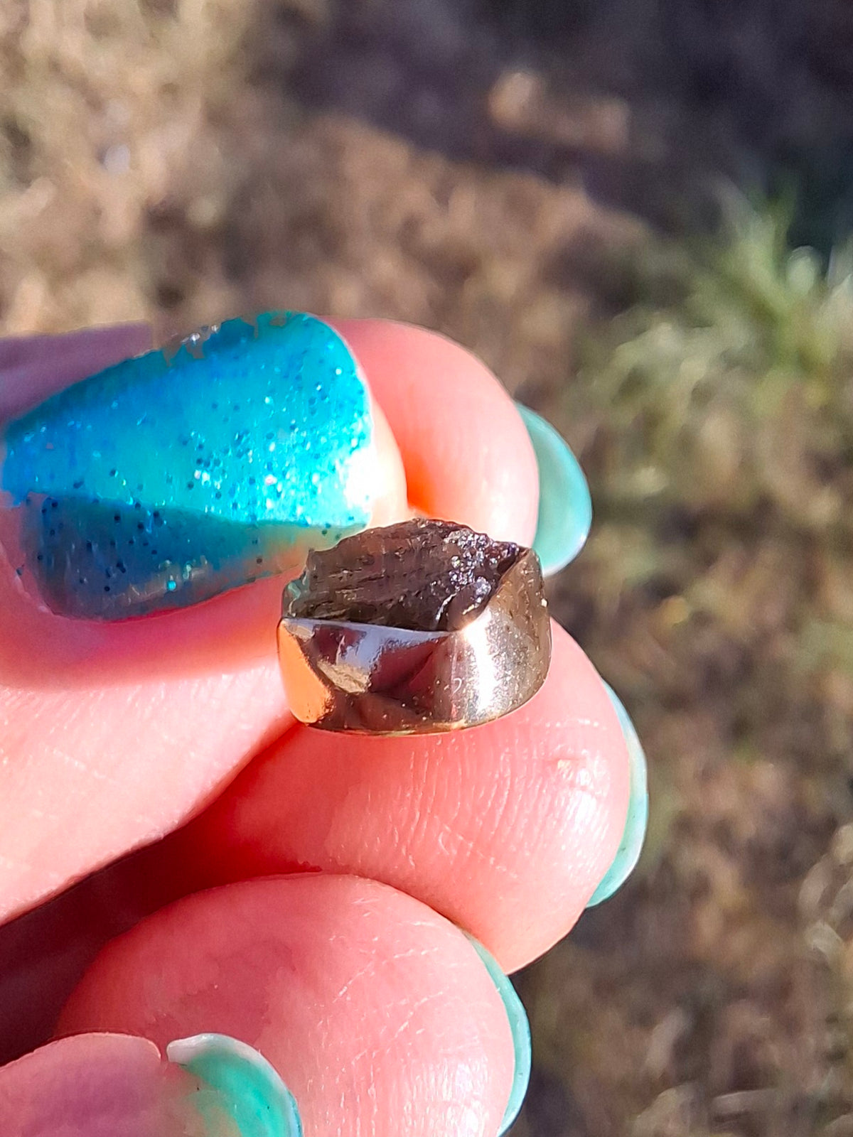 Moldavite Pendant, 14K GOLD Plated, Tektite (Ref: P447)