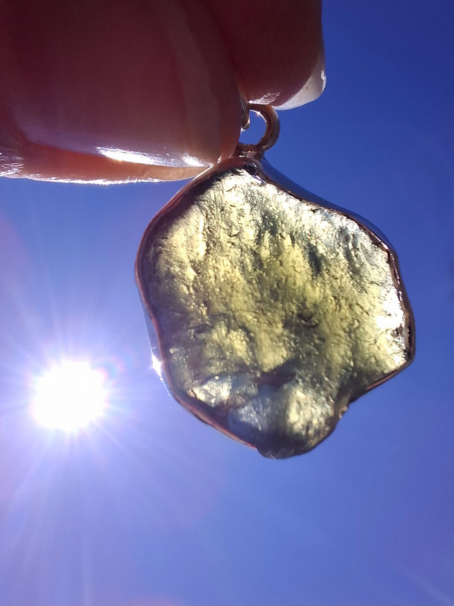 Moldavite Pendant, 925 Silver, Tektite (Ref: P436)