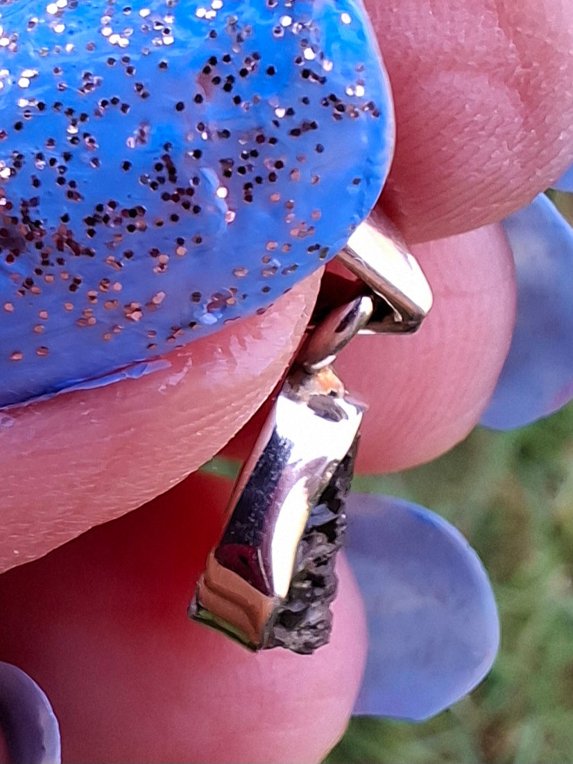 Moldavite Pendant, 925 Silver, Tektite (Ref: P55)