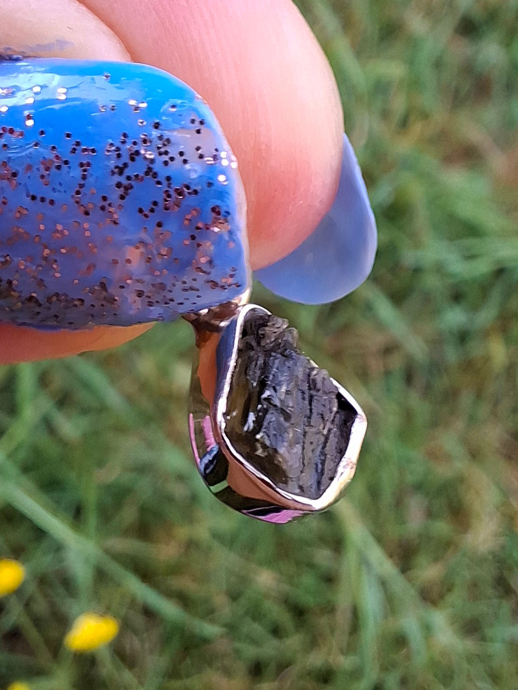 Moldavite Pendant, 925 Silver, Tektite (Ref: P29)