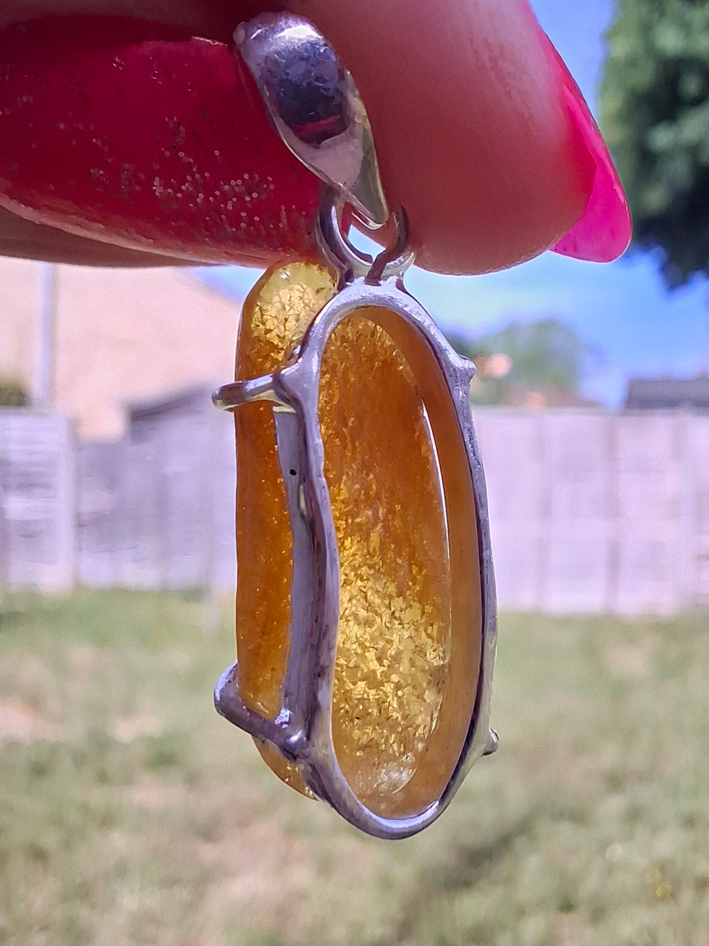 Baltic Amber Pendant, 925 Silver, Fossil (Ref: AP6)