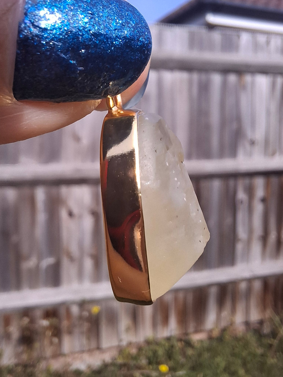 Libyan Desert Glass Pendant, 14K GOLD Plated, Tektite (Ref: LP123)