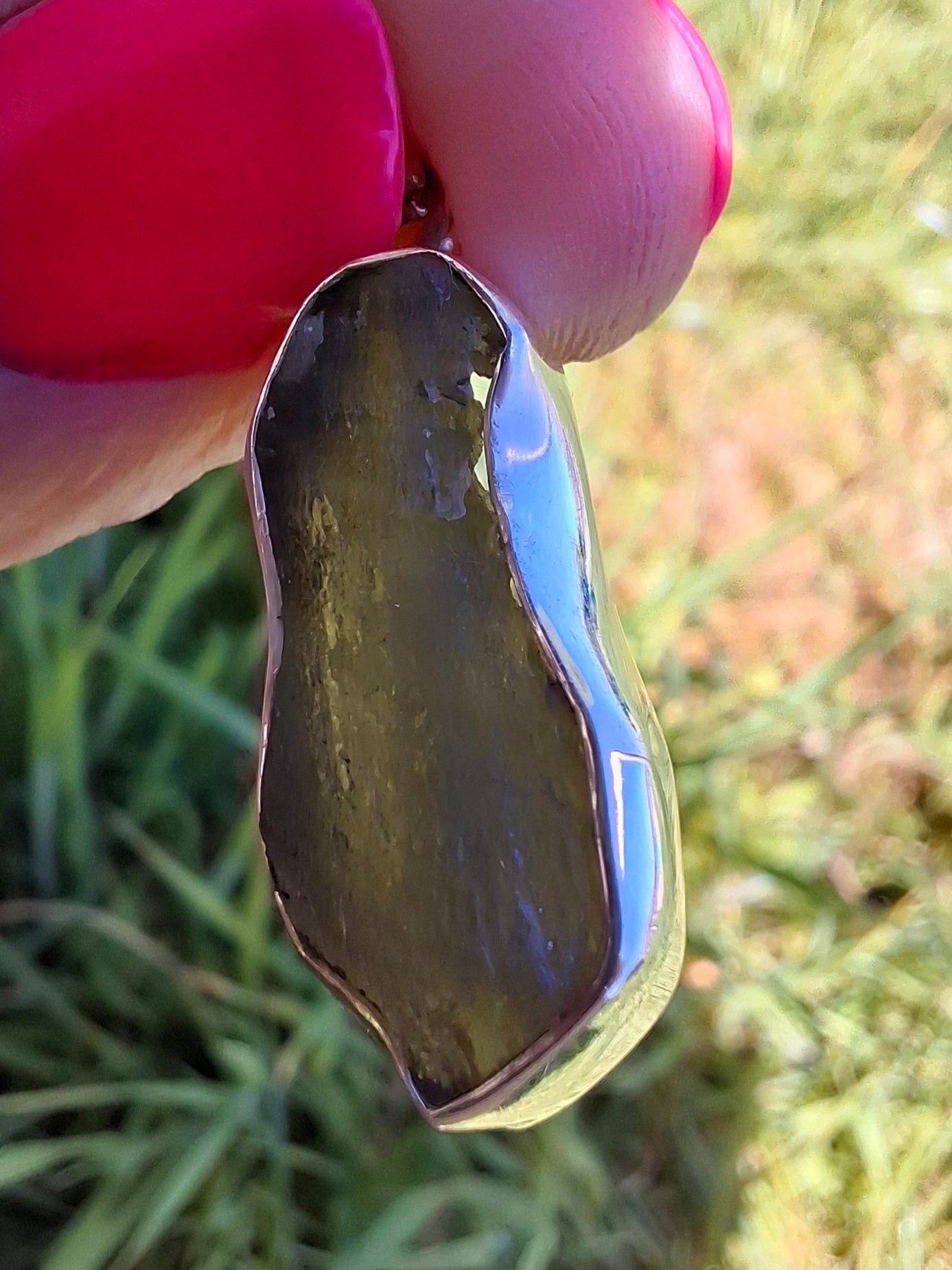 Moldavite Pendant, 925 Silver, Tektite (Ref: P445)
