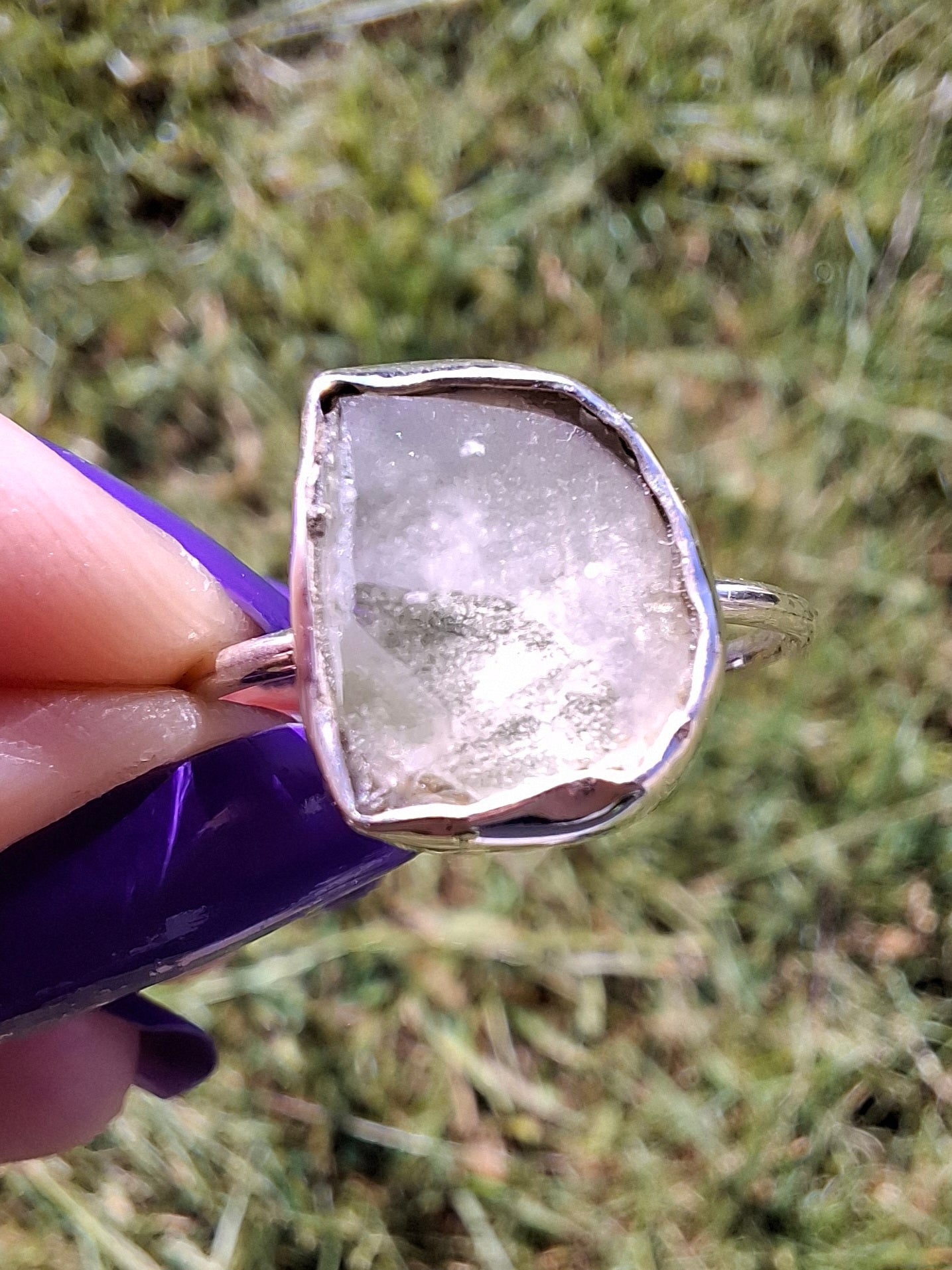 Libyan Desert Glass Ring, size large U, 925 Silver, Tektite (Ref: LR53)