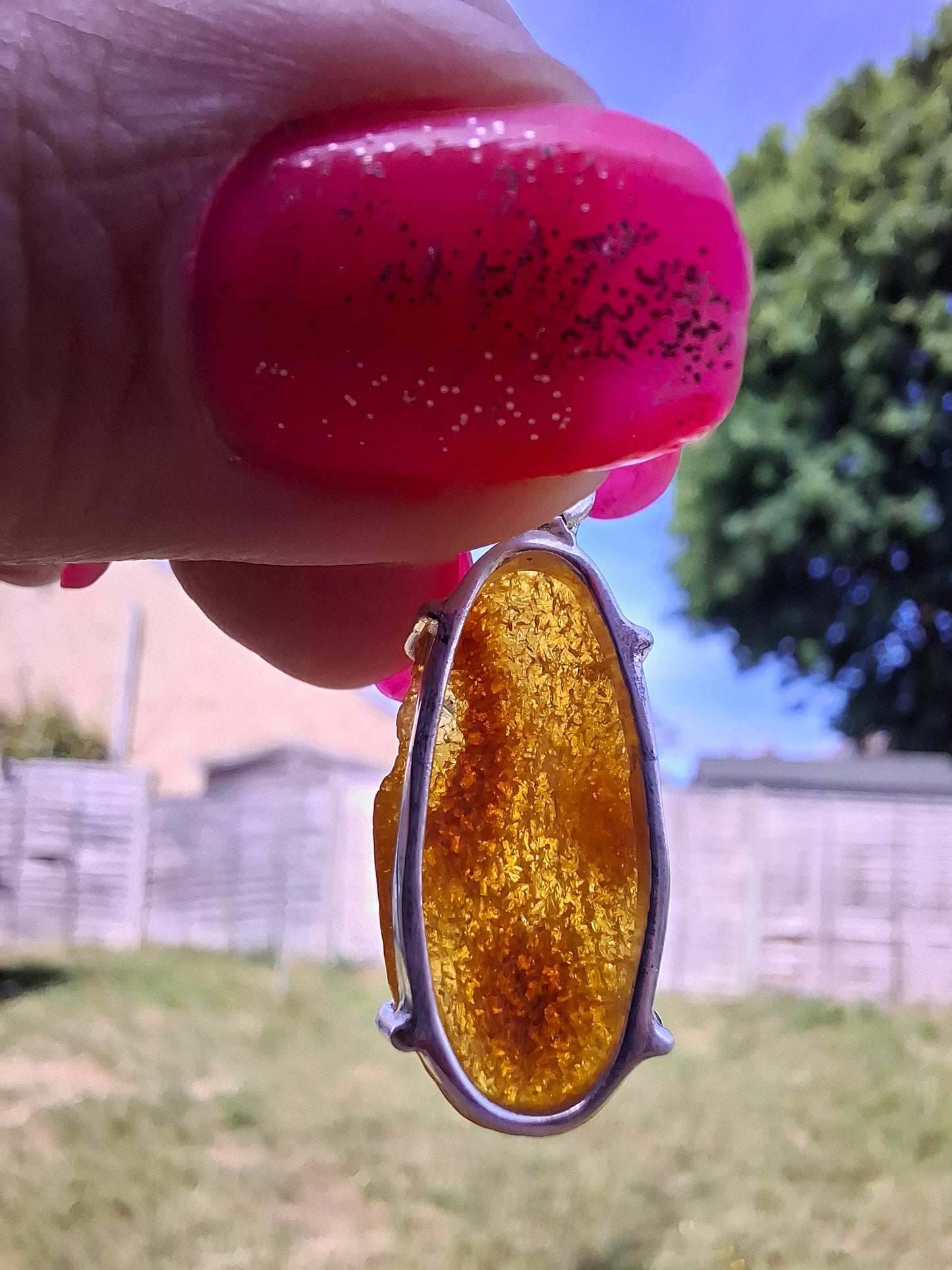 Baltic Amber Pendant, 925 Silver, Fossil (Ref: AP12)