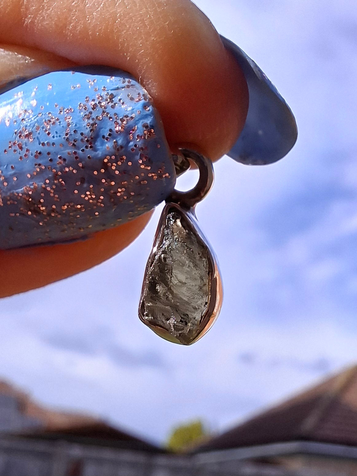 Moldavite Pendant, 925 Silver, Tektite (Ref: P32)