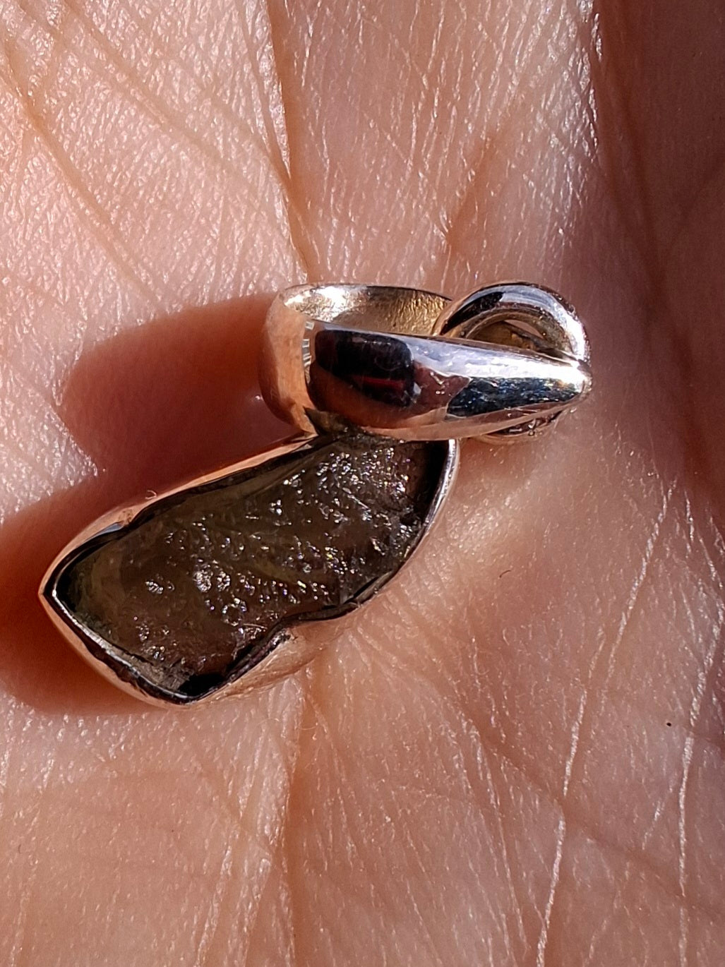 Moldavite Pendant, 925 Silver, Tektite (Ref: P46)