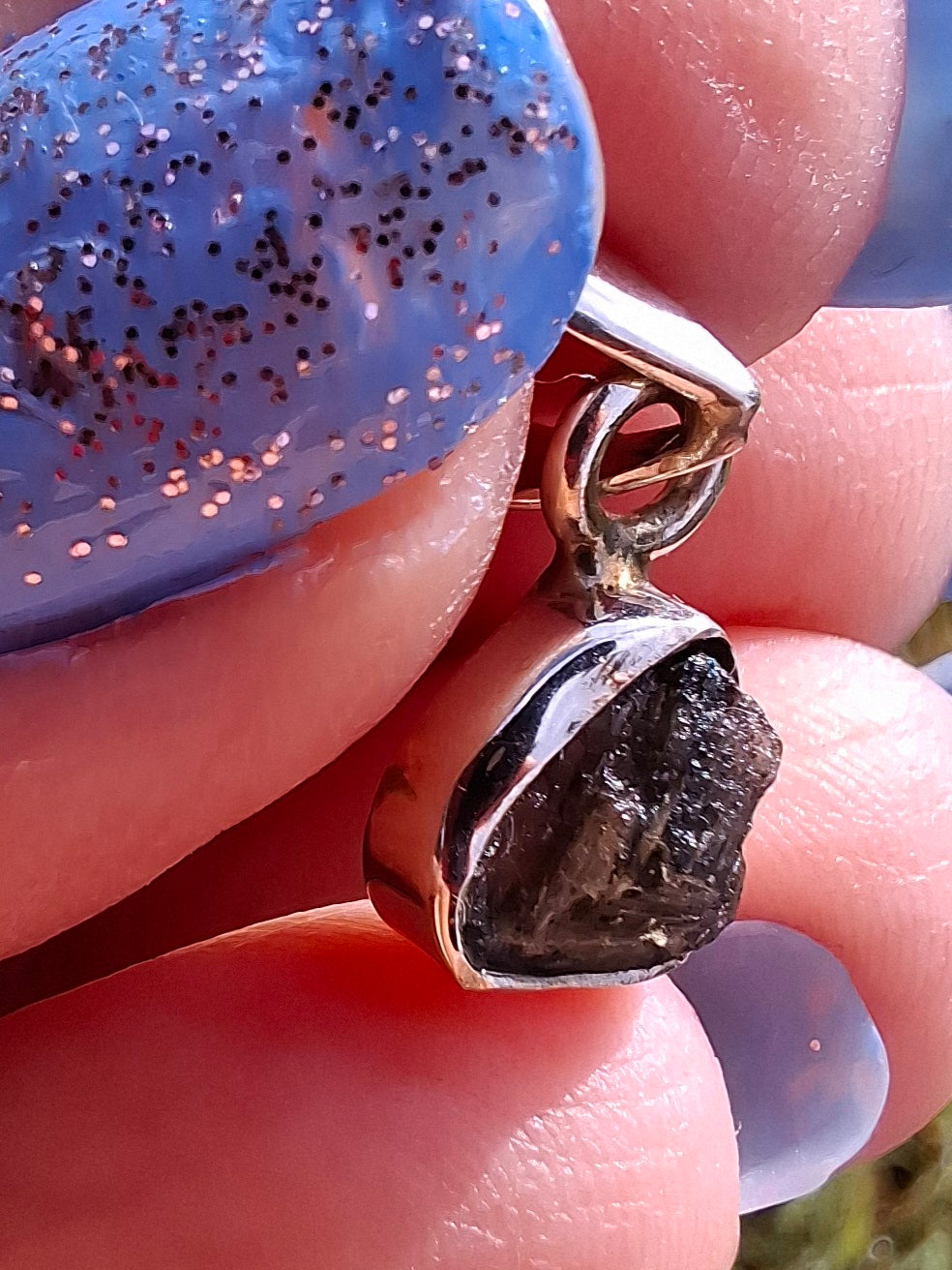 Moldavite Pendant, 925 Silver, Tektite (Ref: P57)