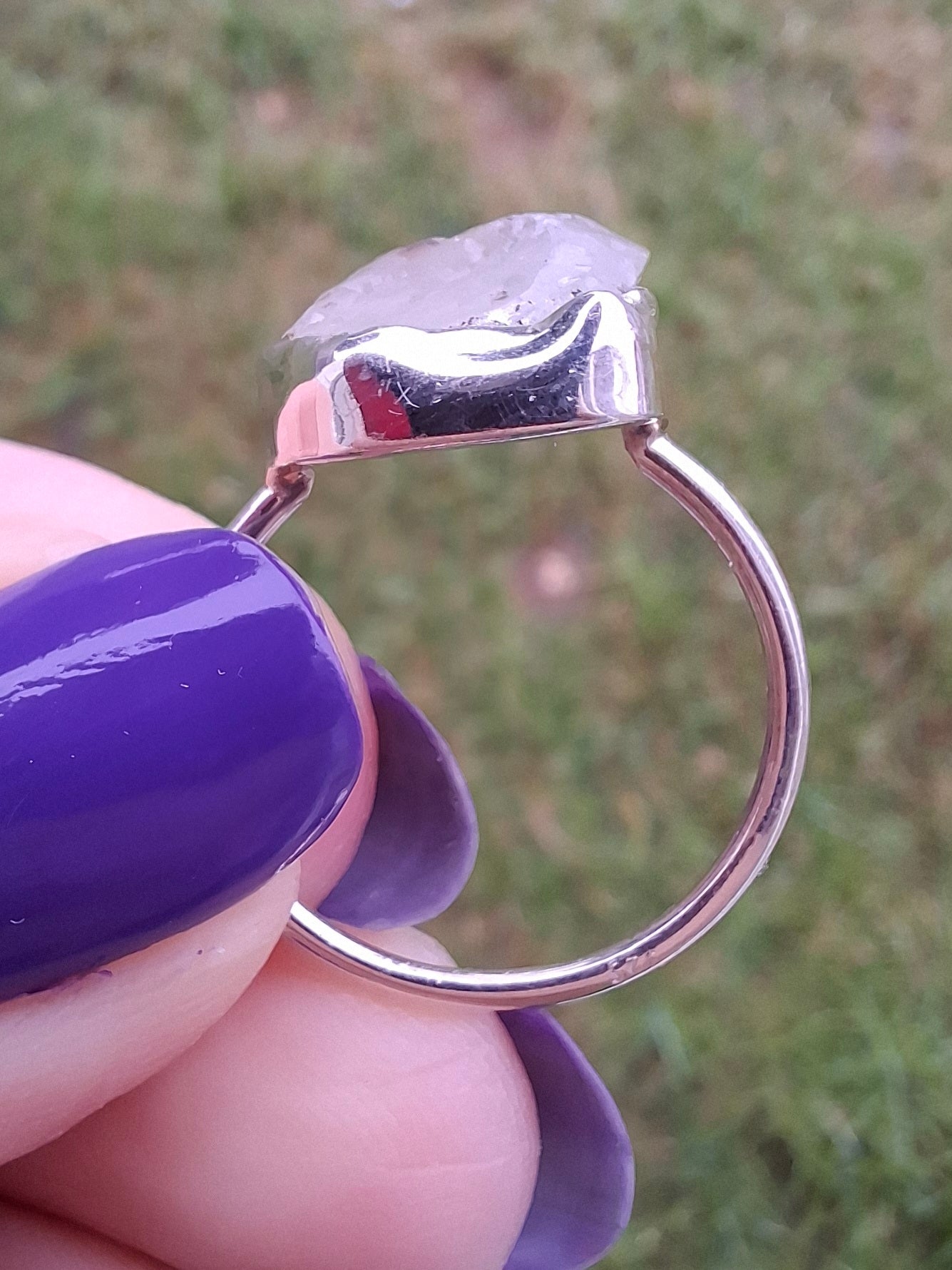 Libyan Desert Glass Ring, size P, 925 Silver, Tektite (Ref: LR27)