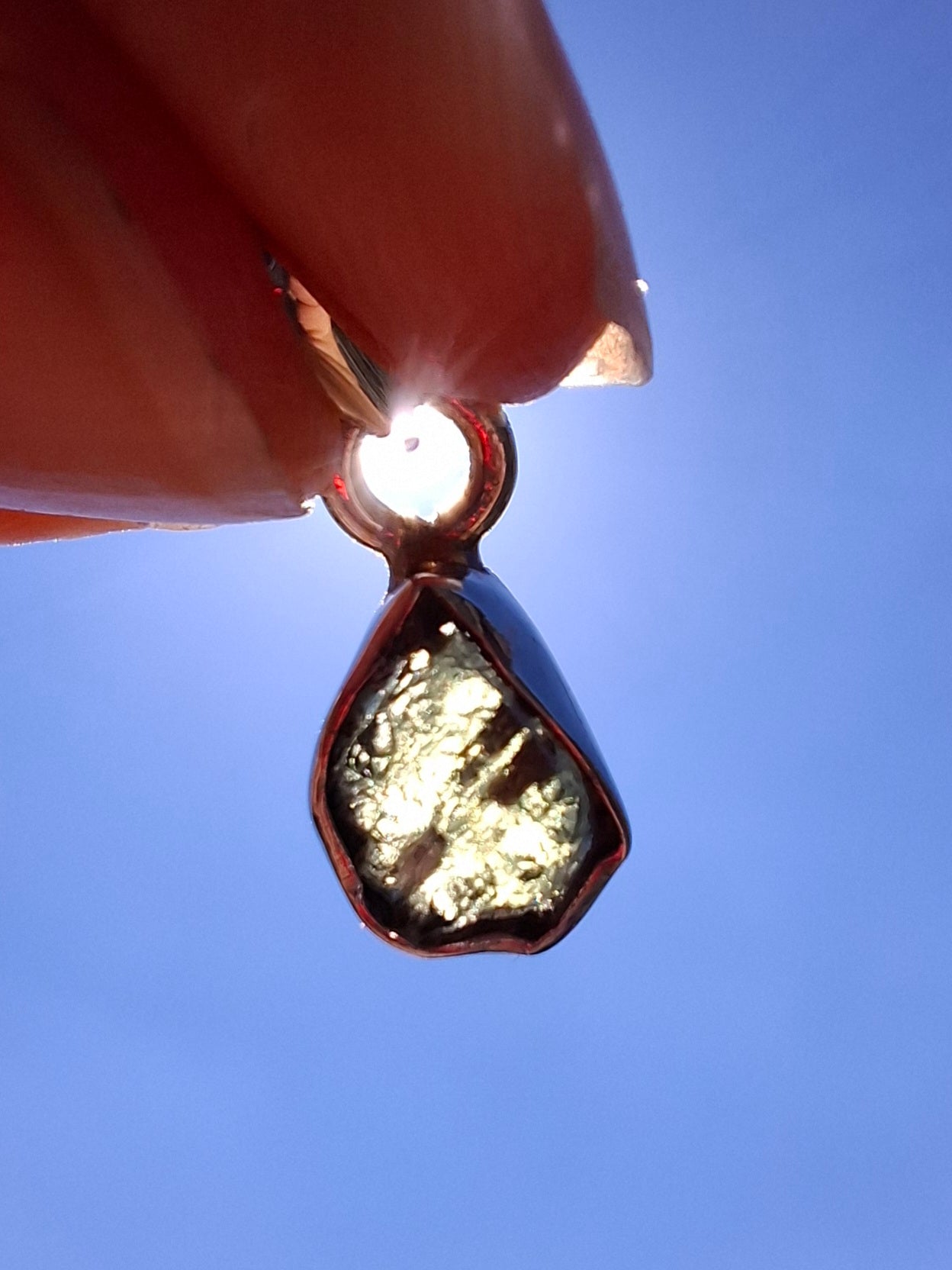 Moldavite Pendant, 925 Silver, Tektite (Ref: P62)