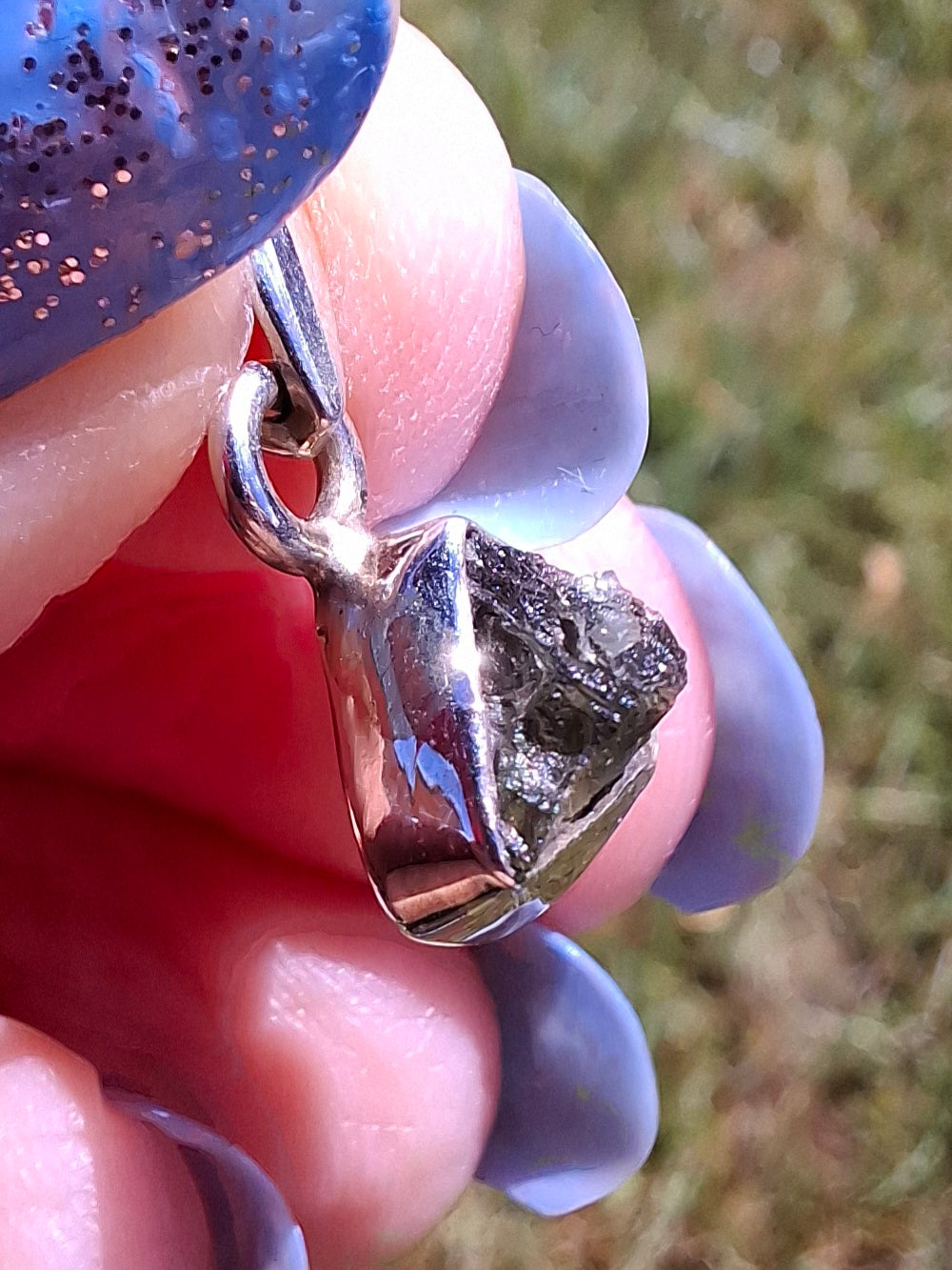 Moldavite Pendant, 925 Silver, Tektite (Ref: P83)