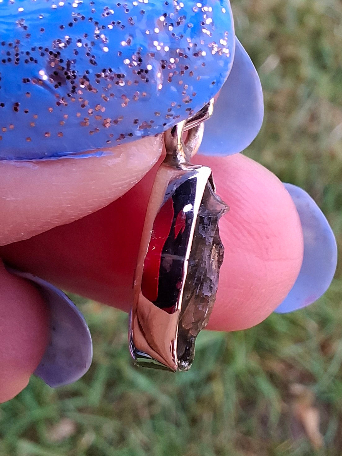 Moldavite Pendant, 925 Silver, Tektite (Ref: P48)