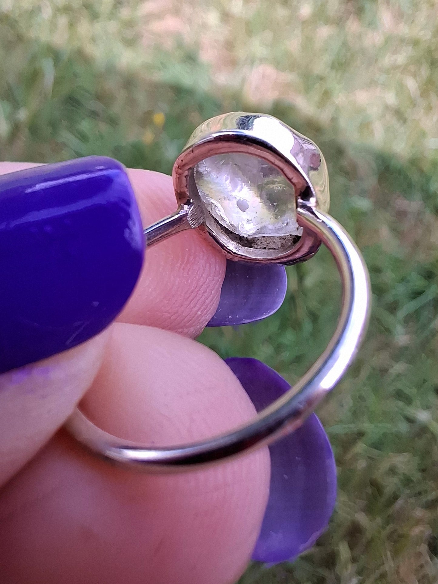 Libyan Desert Glass Ring, size large J, 925 Silver, Tektite (Ref: LR9)