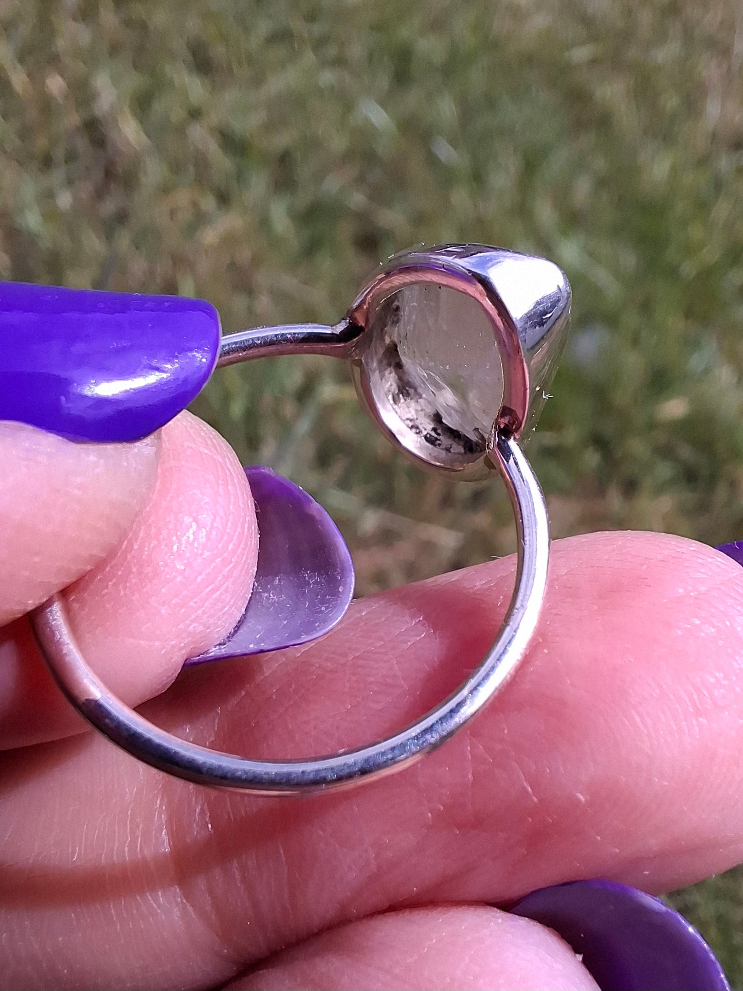 Libyan Desert Glass Ring, size large P, 925 Silver, Tektite (Ref: LR34)