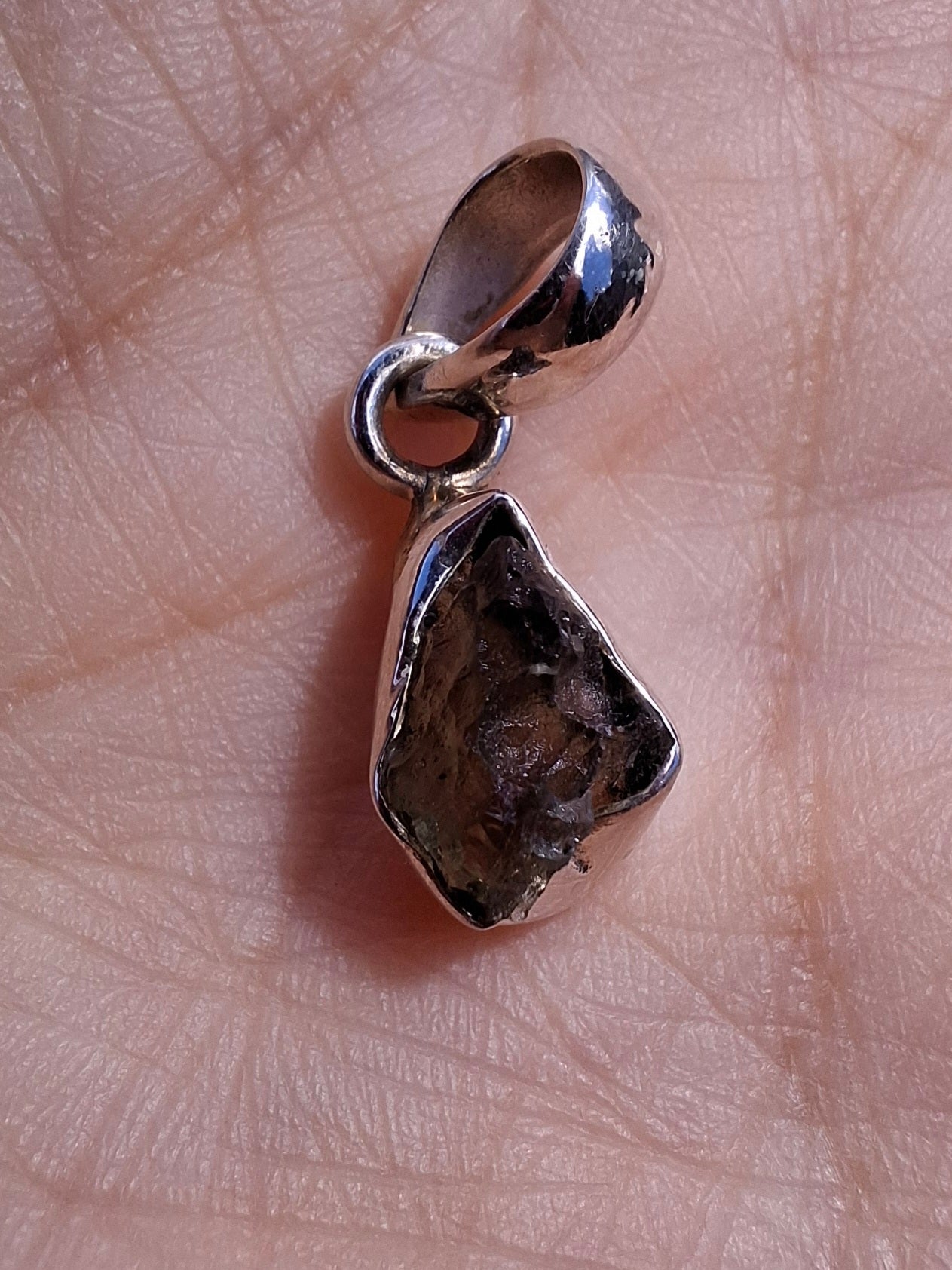 Moldavite Pendant, 925 Silver, Tektite (Ref: P65)