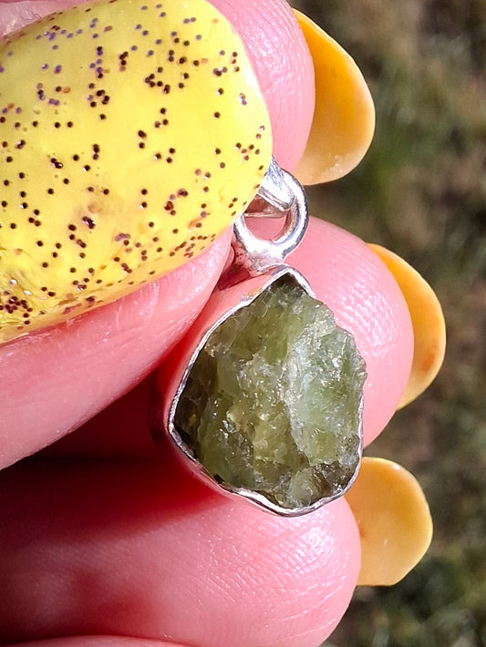 Green Tourmaline Pendant, 925 Silver, Crystal (Ref: GT6)