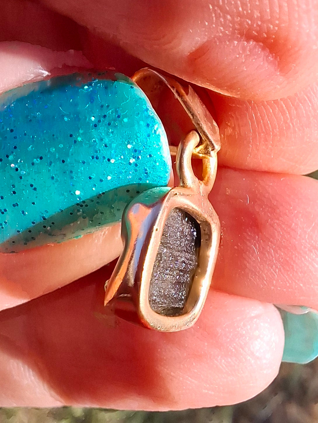 Moldavite Pendant, 14K GOLD Plated, Tektite (Ref: P453)