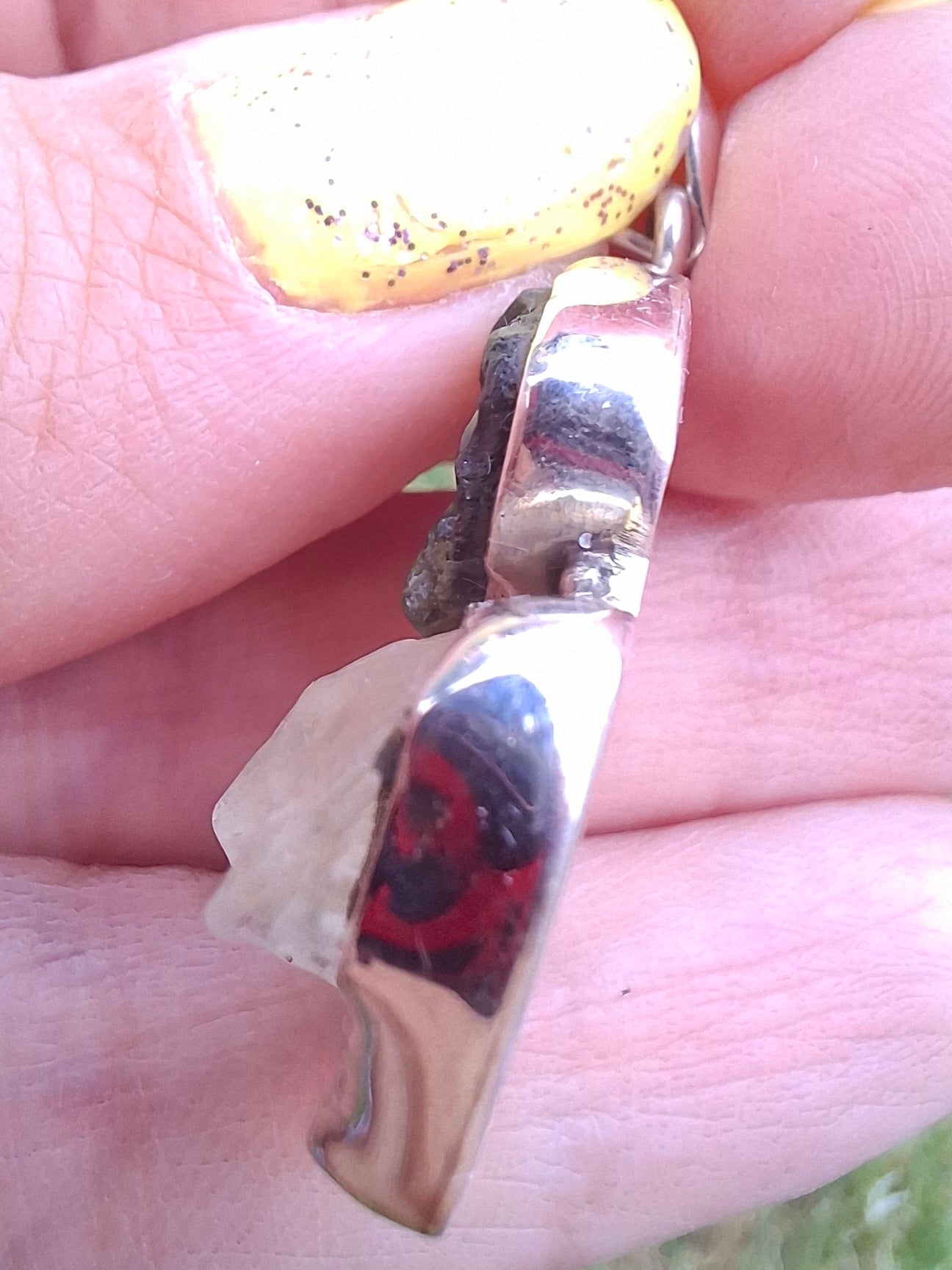 Moldavite & Libyan Desert Glass Pendant, 925 Silver, Tektite (Ref: MLP18)