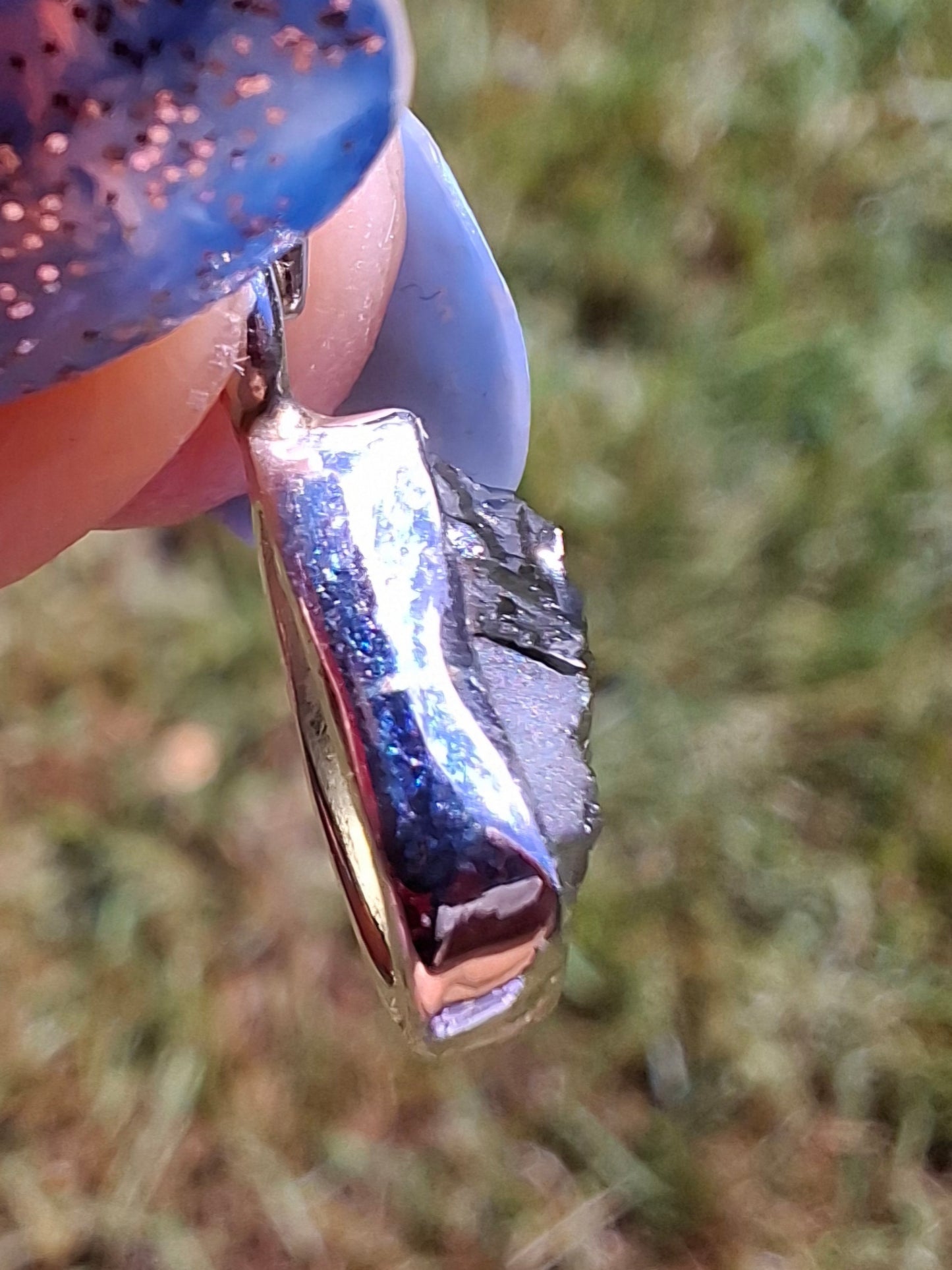 Moldavite Pendant, 925 Silver, Tektite (Ref: P72)