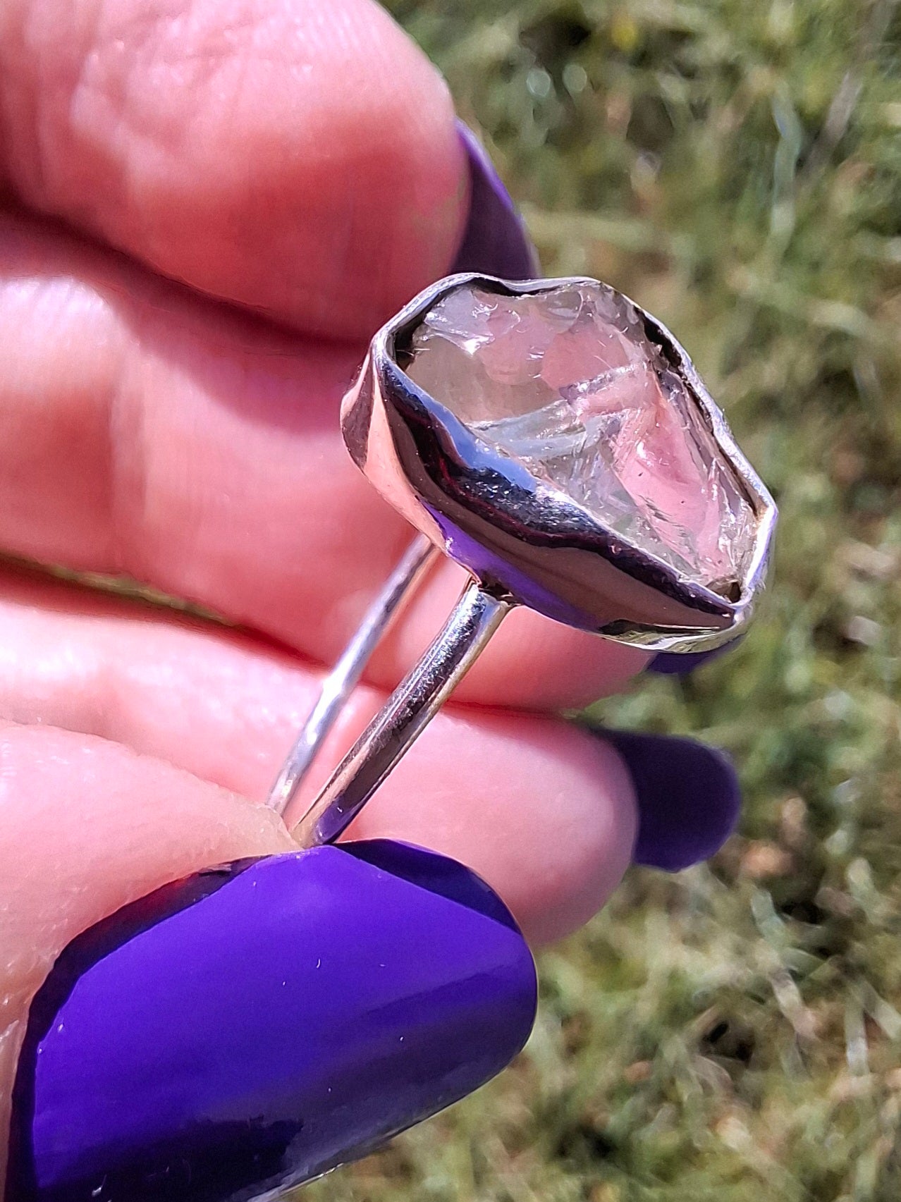 Libyan Desert Glass Ring, size large W, 925 Silver, Tektite (Ref: LR63)