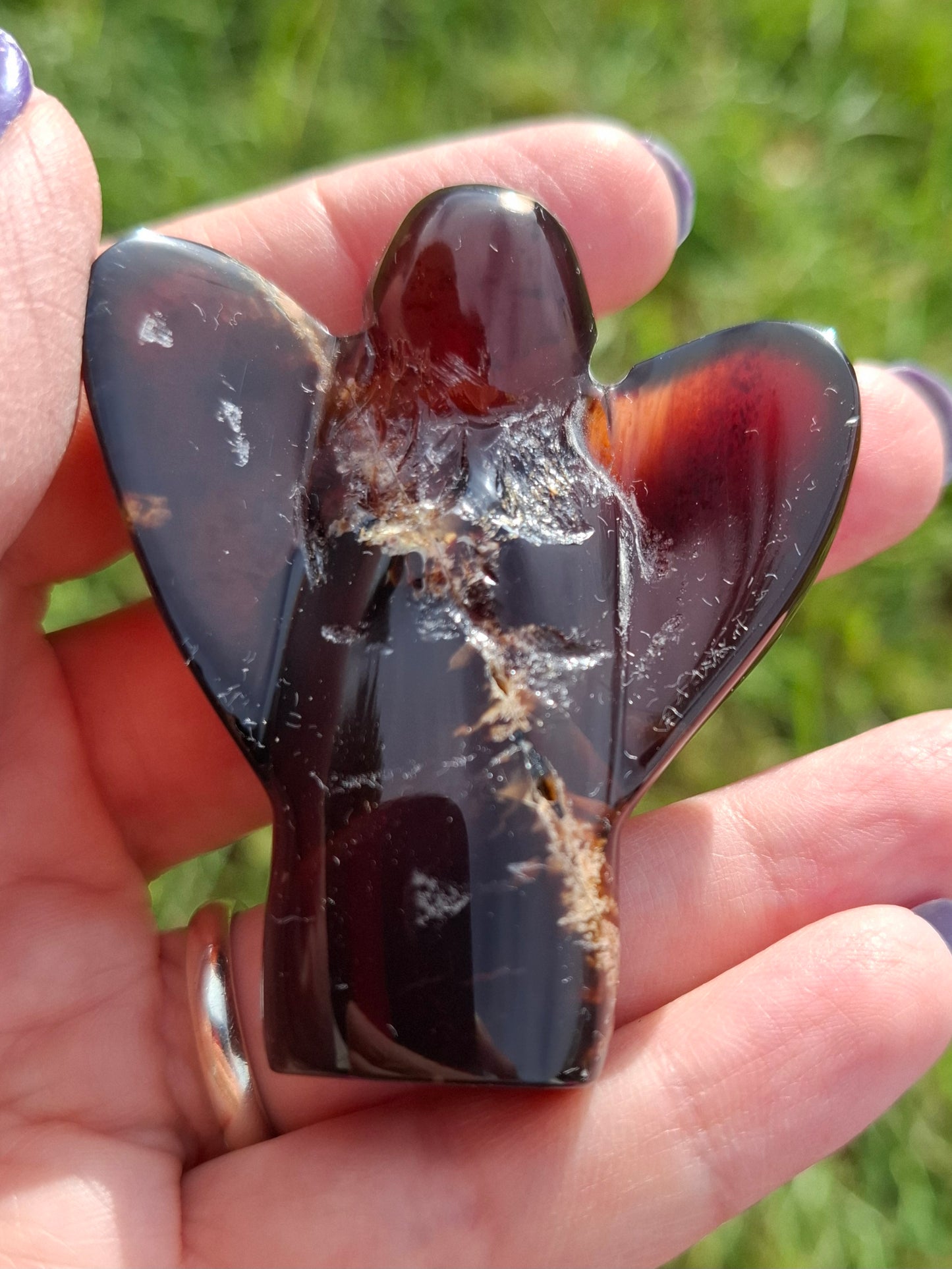 Red Amber Angel, 26.36g, carving, Fossil (Ref: AA1)