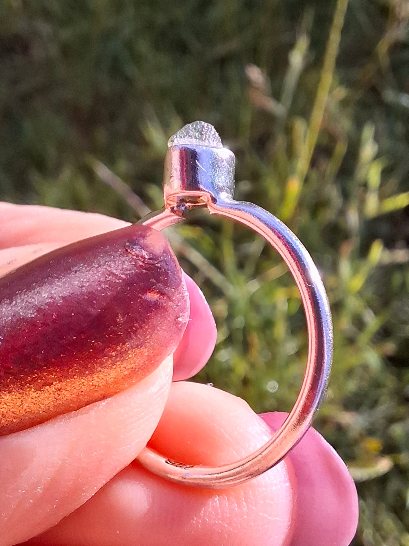 Moldavite Ring, size M, 925 Silver, Tektite (Ref: R31)