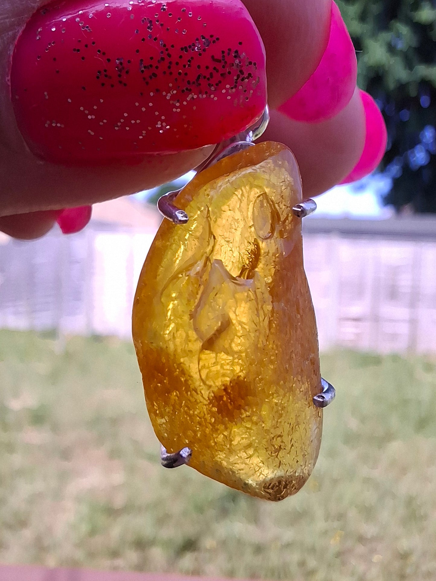 Baltic Amber Pendant, 925 Silver, Fossil (Ref: AP14)