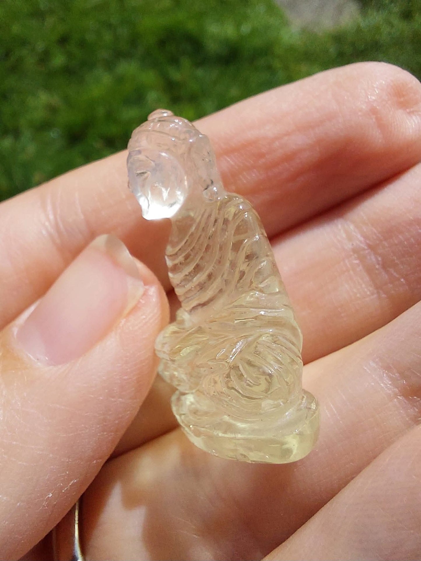 Libyan Desert Glass BUDDHA Carving, 7.56g, Tektite (Ref: LDG B0)