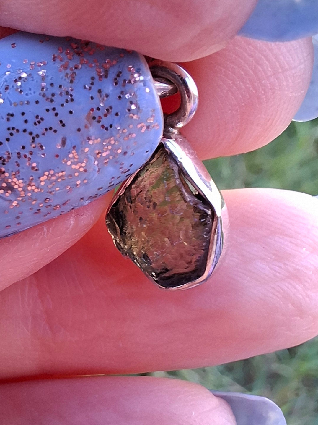 Moldavite Pendant, 925 Silver, Tektite (Ref: P88)