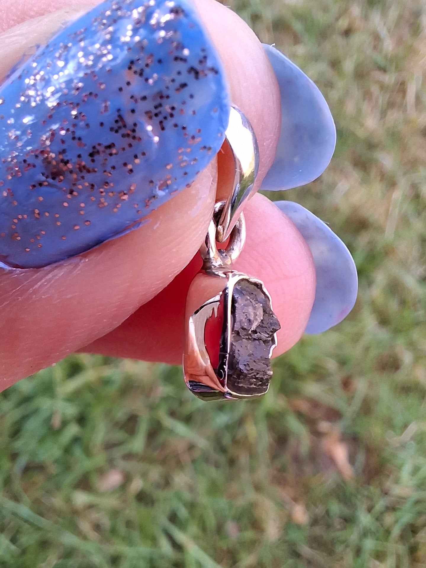 Moldavite Pendant, 925 Silver, Tektite (Ref: P44)