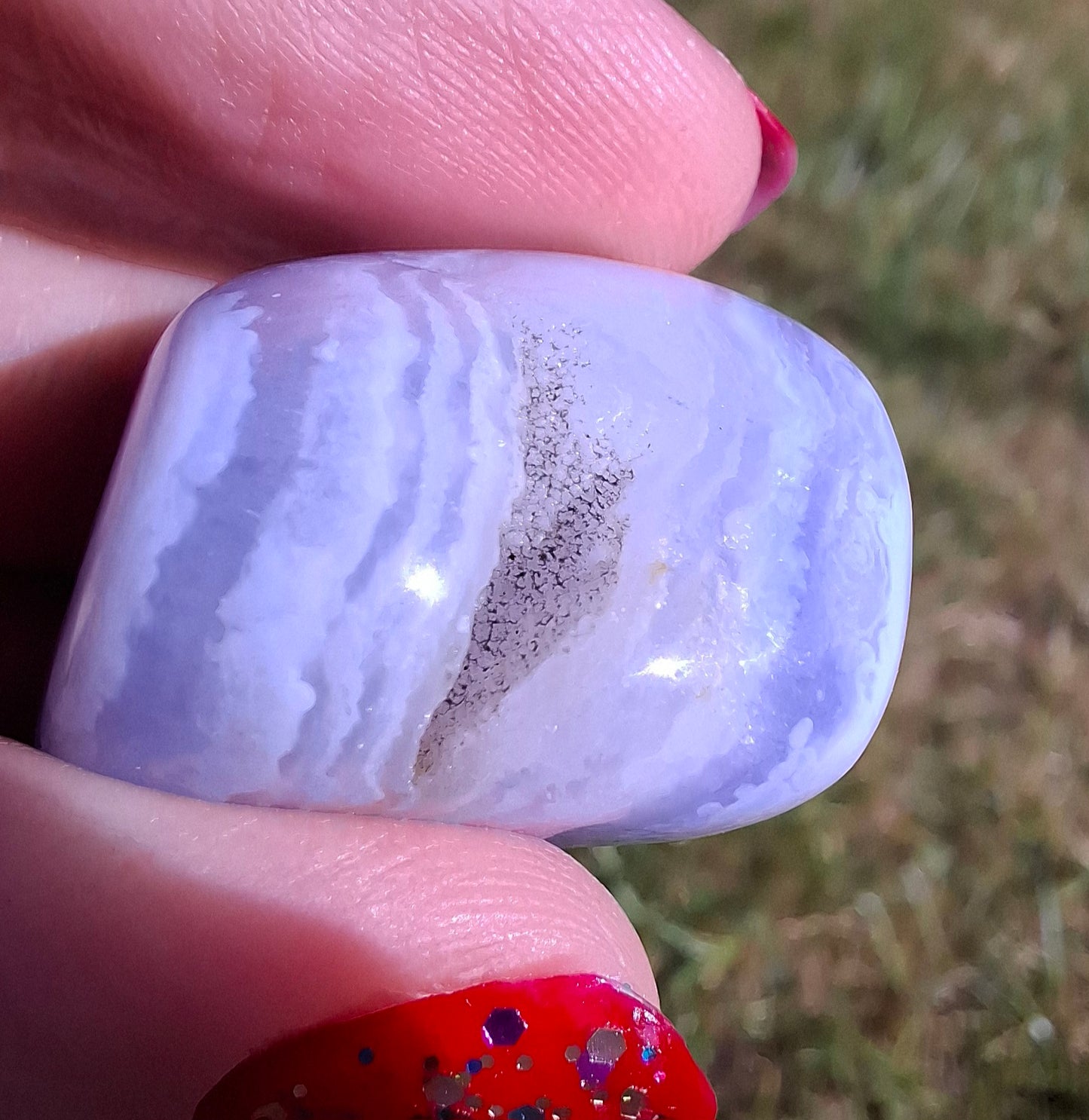 Blue Lace Agate, Tumble Stone, Crystal (Ref: T141)