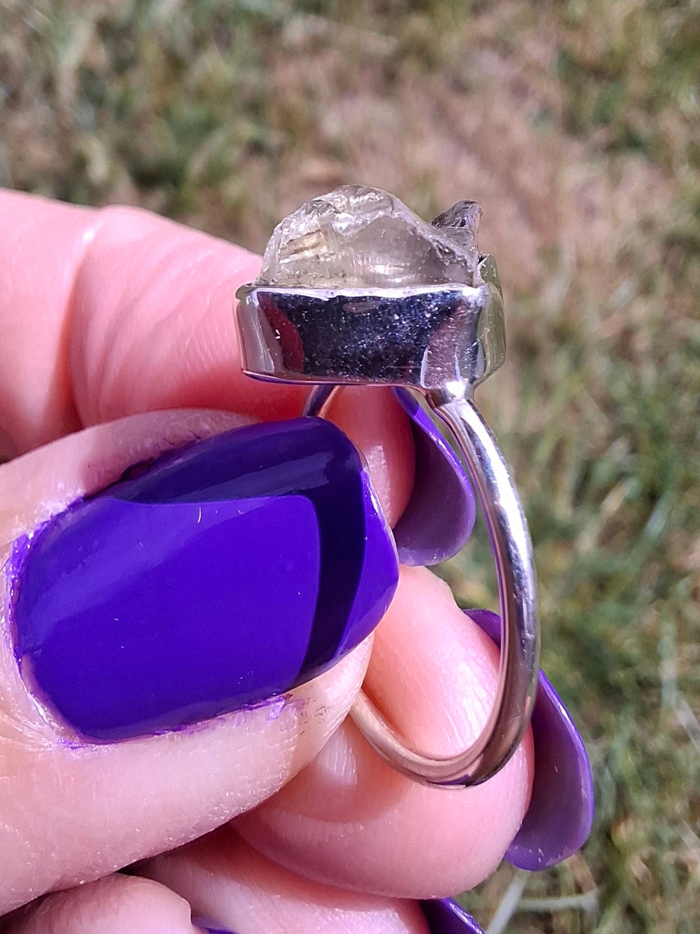 Libyan Desert Glass Ring, size large J/small K, 925 Silver, Tektite (Ref: LR10)