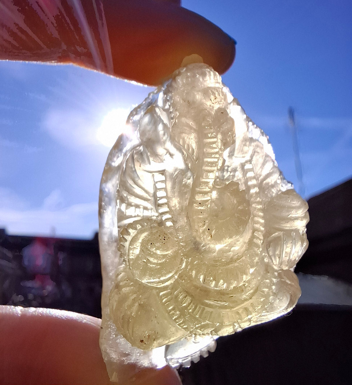 Libyan Desert Glass carving, GANESHA, 26.47g, Tektite (Ref: Ganesha1)