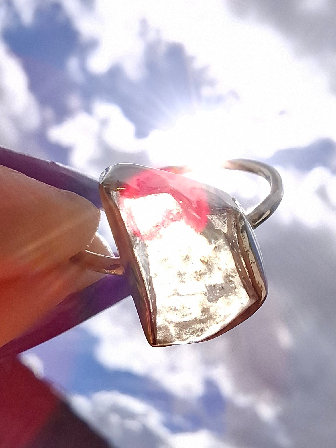 Libyan Desert Glass Ring, size large O, 925 Silver, Tektite (Ref: LR37)