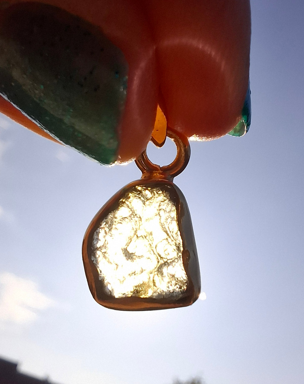 Moldavite Pendant, 14K GOLD Plated, Tektite (Ref: P448)