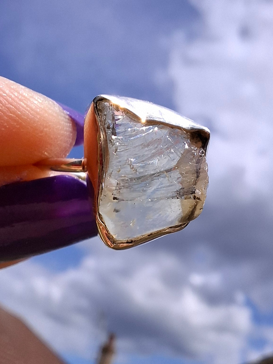 Libyan Desert Glass Ring, size P, 925 Silver, Tektite (Ref: LR26)