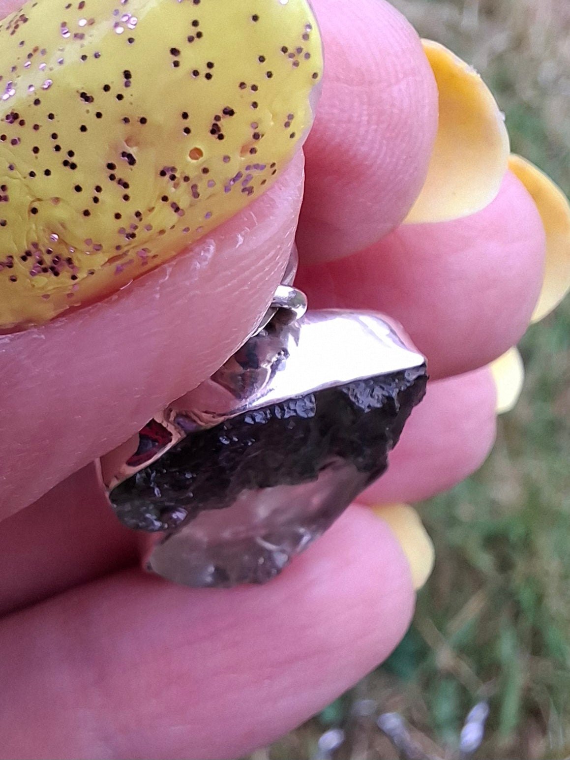 Moldavite & Libyan Desert Glass Pendant, 925 Silver, Tektite (Ref: MLP5)