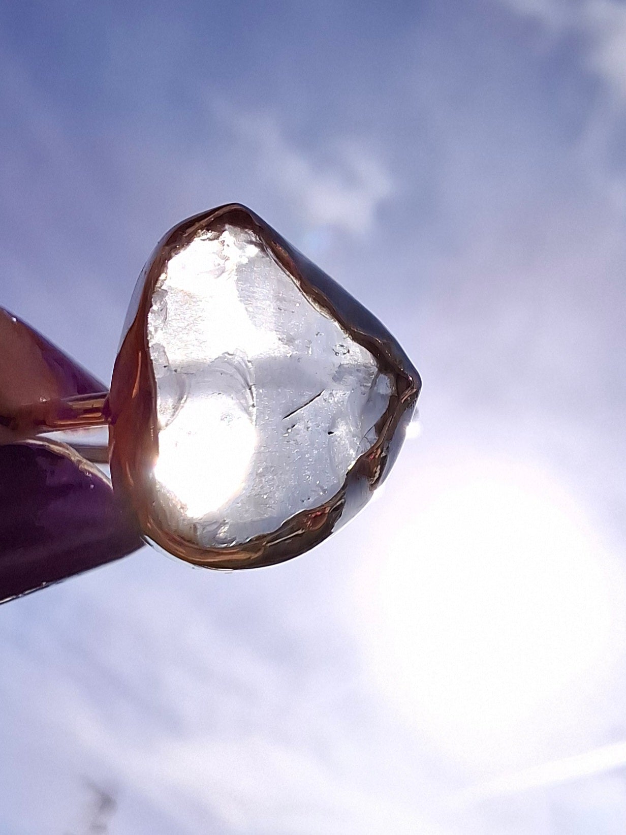 Libyan Desert Glass Ring, size small R, 925 Silver, Tektite (Ref: LR40)