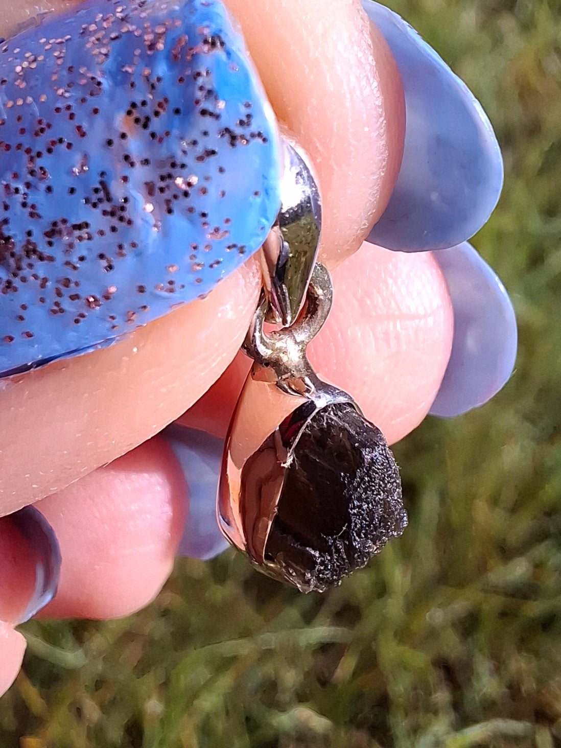 Moldavite Pendant, 925 Silver, Tektite (Ref: P58)