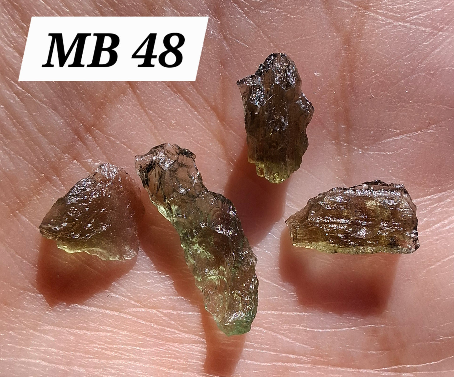 Moldavite chip Bundle, 1g, 4 pcs, Tektite (MB48)