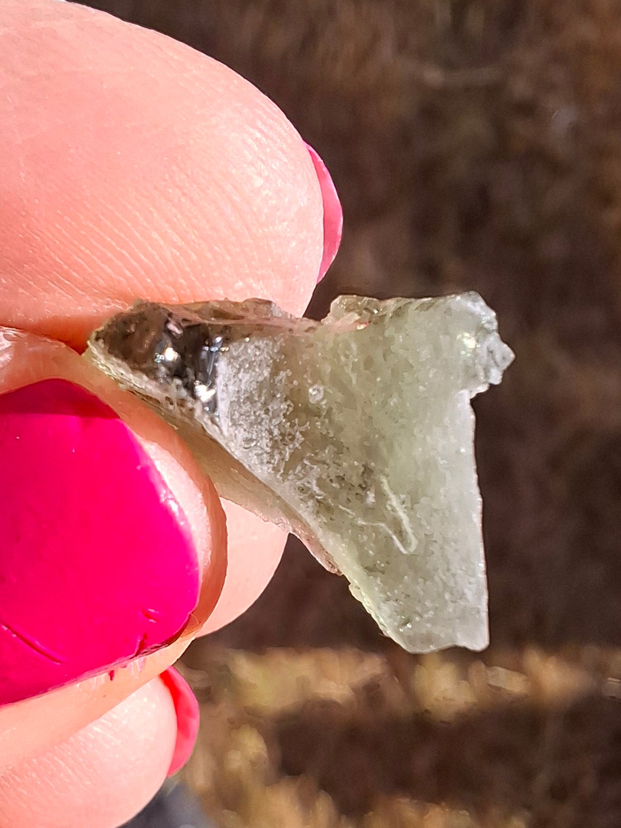 Moldavite Piece, SNOWFLAKE, FROSTED, BRUSNA, 0.92g, Tektite (Ref: 1499)