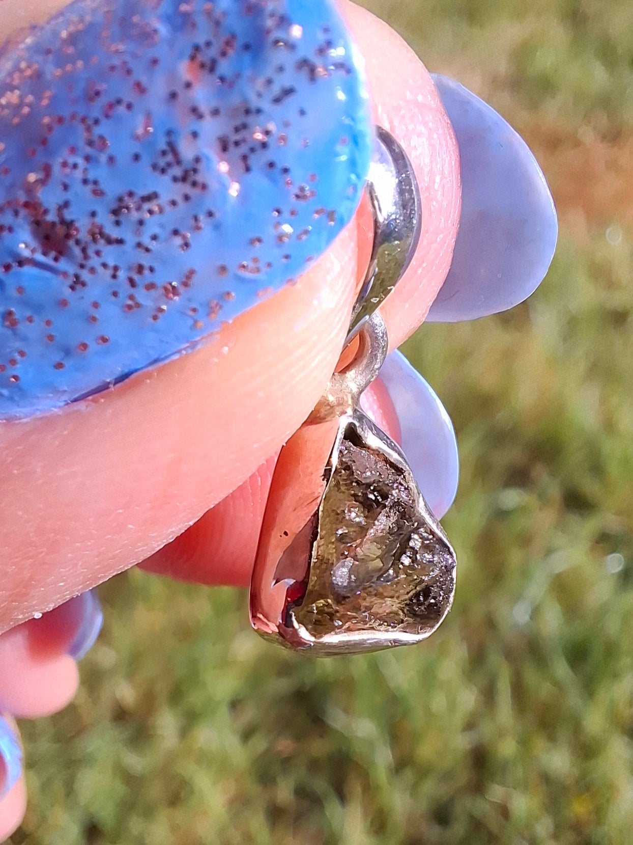 Moldavite Pendant, 925 Silver, Tektite (Ref: P37)