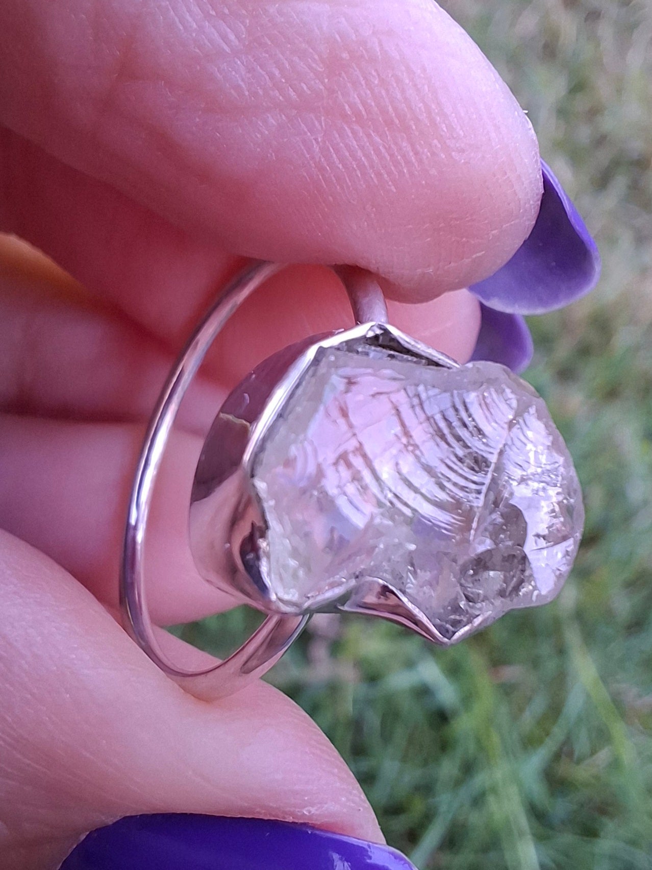Libyan Desert Glass Ring, size large R/small S, 925 Silver, Tektite (Ref: LR43)