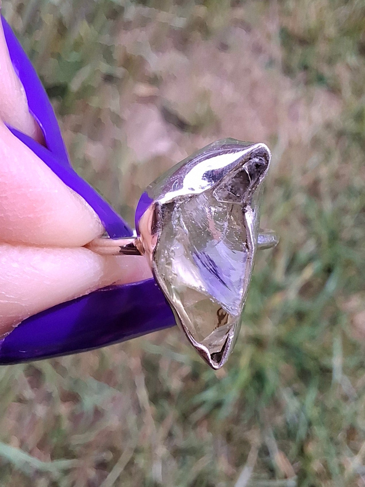 Libyan Desert Glass Ring, size large G, 925 Silver, Tektite (Ref: LR4)