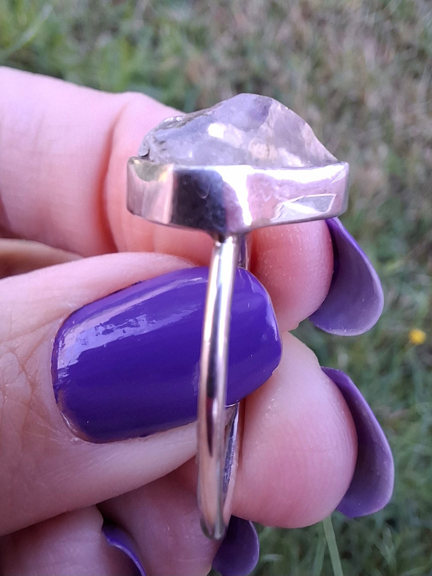 Libyan Desert Glass Ring, size large S, 925 Silver, Tektite (Ref: LR46)
